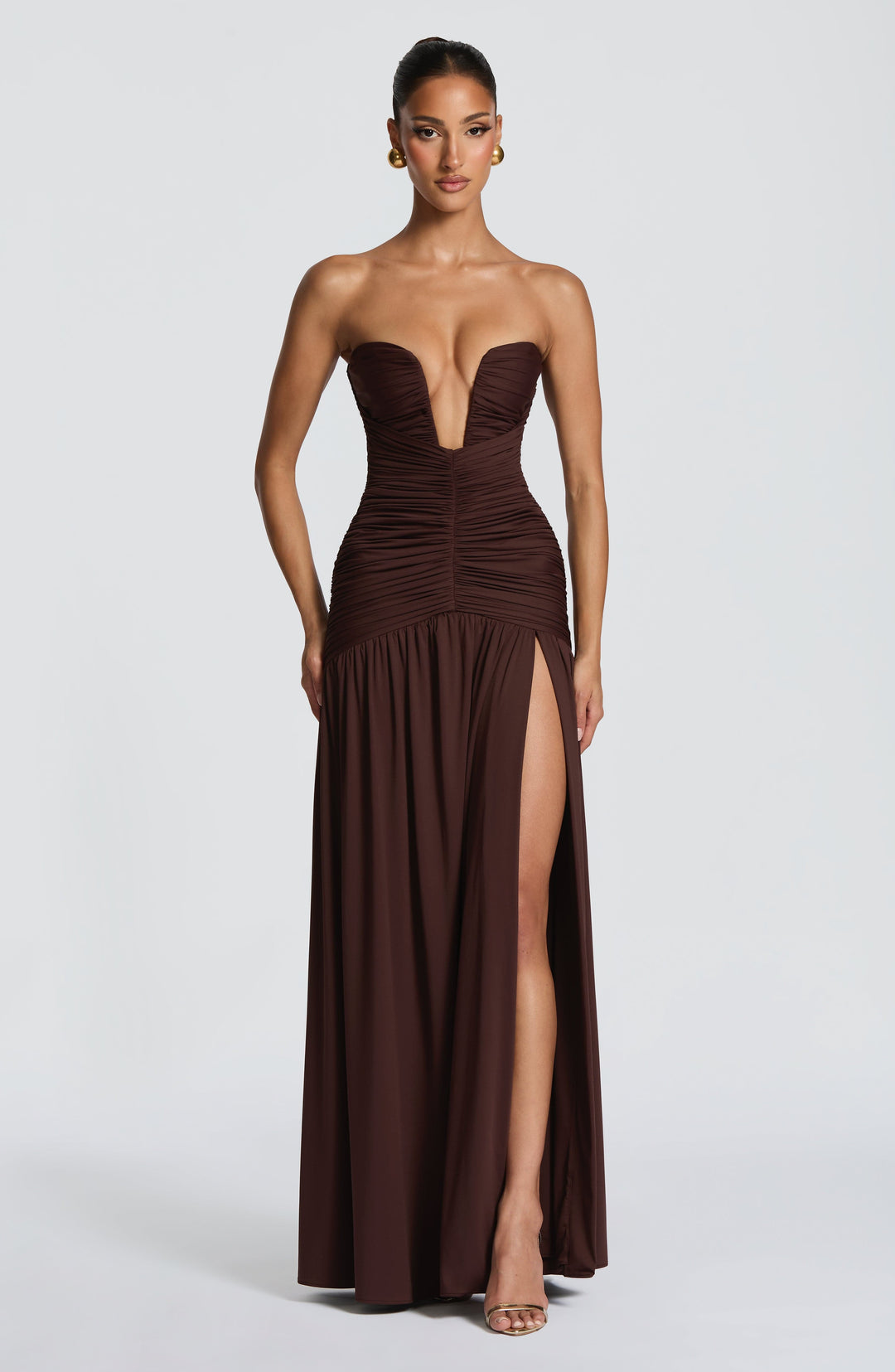 Kiranora Maxi Dress in Plum Brown by Clandour, product photo 2