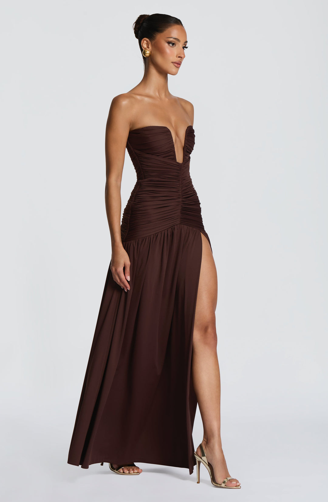Kiranora Maxi Dress in Plum Brown by Clandour, product photo 3