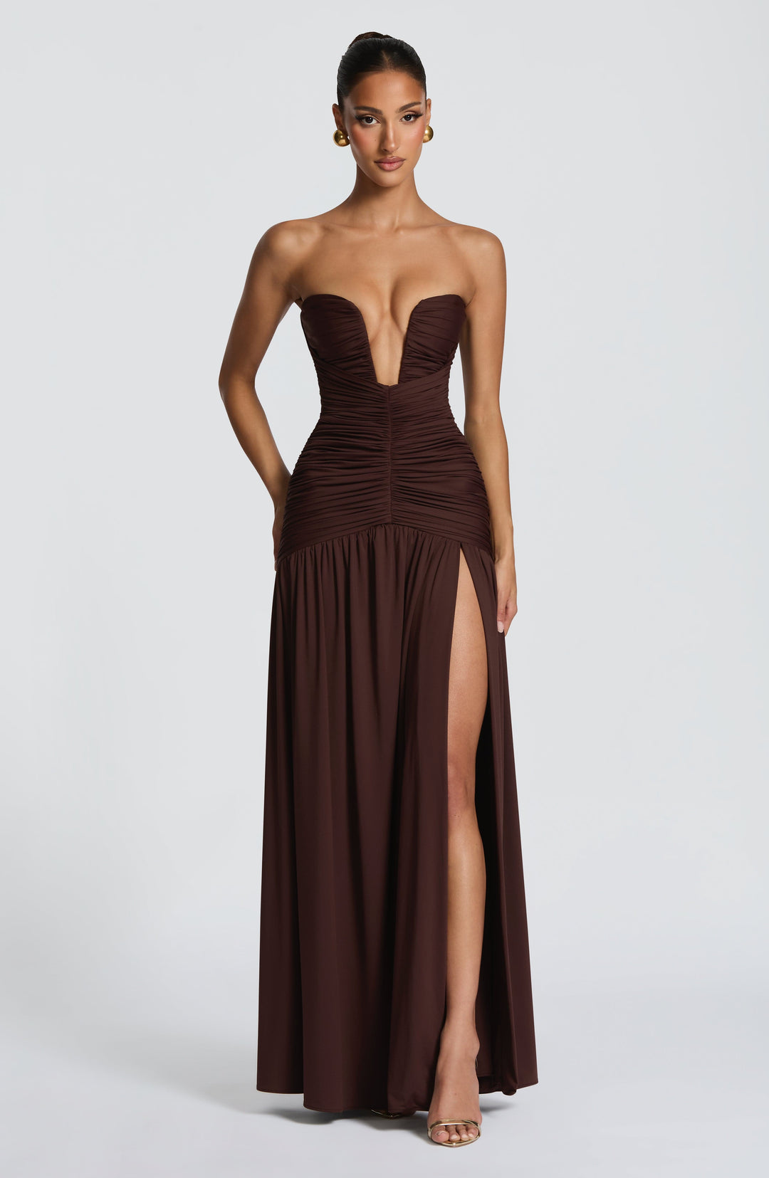 Kiranora Maxi Dress in Plum Brown by Clandour, product photo 11