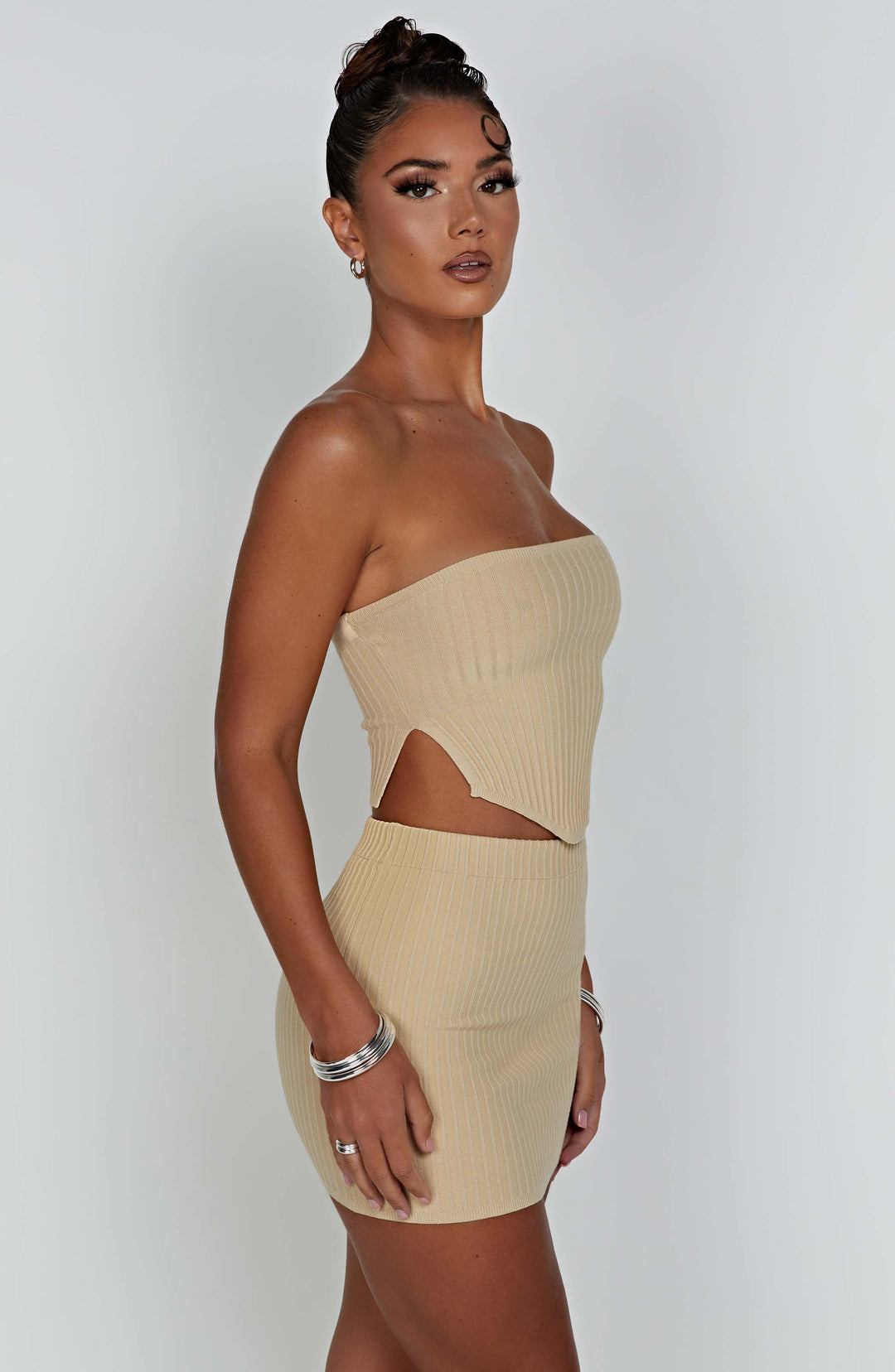Kiraola Mini Skirt in Beige by Clandour, product photo 5