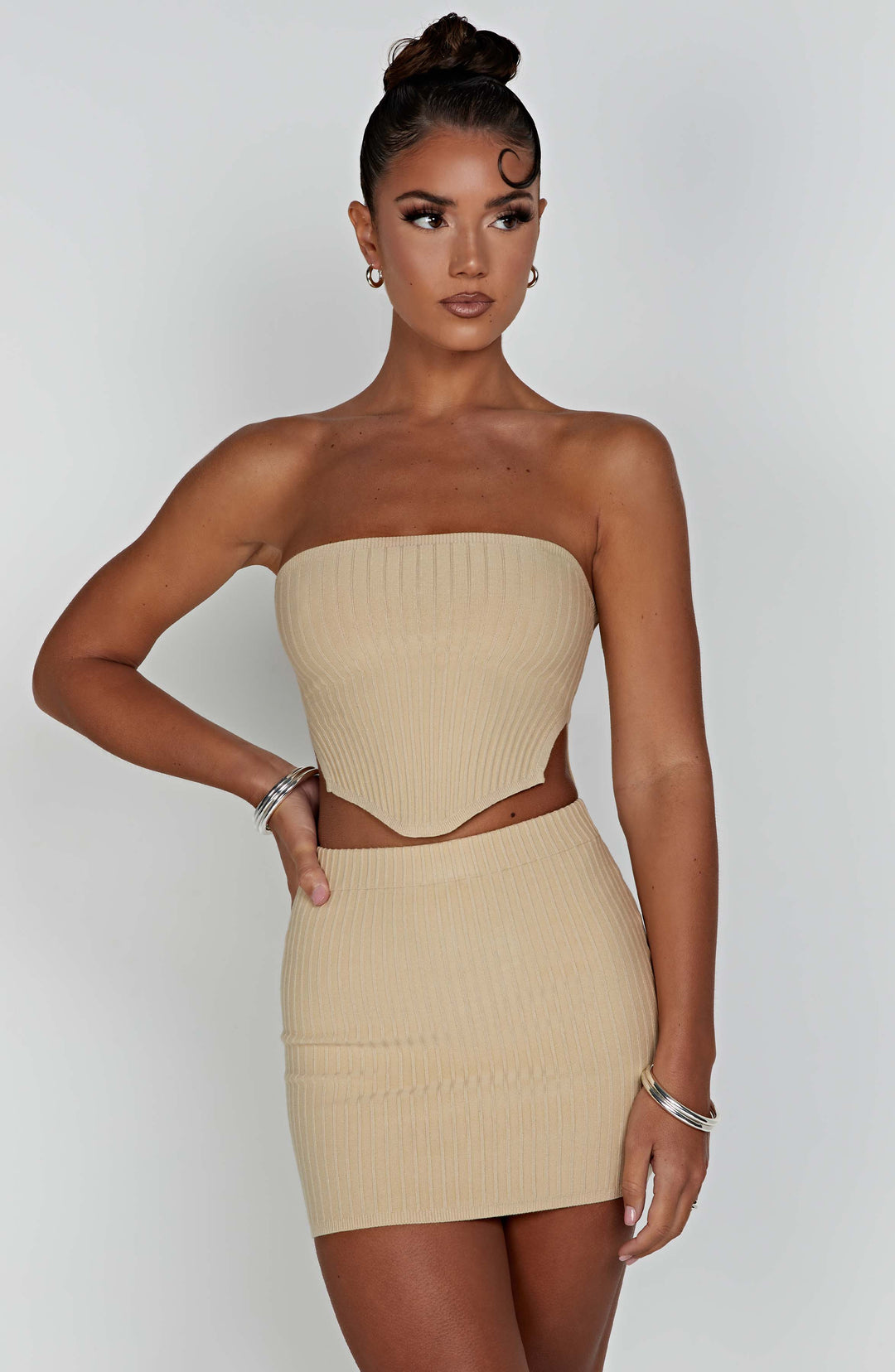 Kiraola Mini Skirt in Beige by Clandour, product photo 6