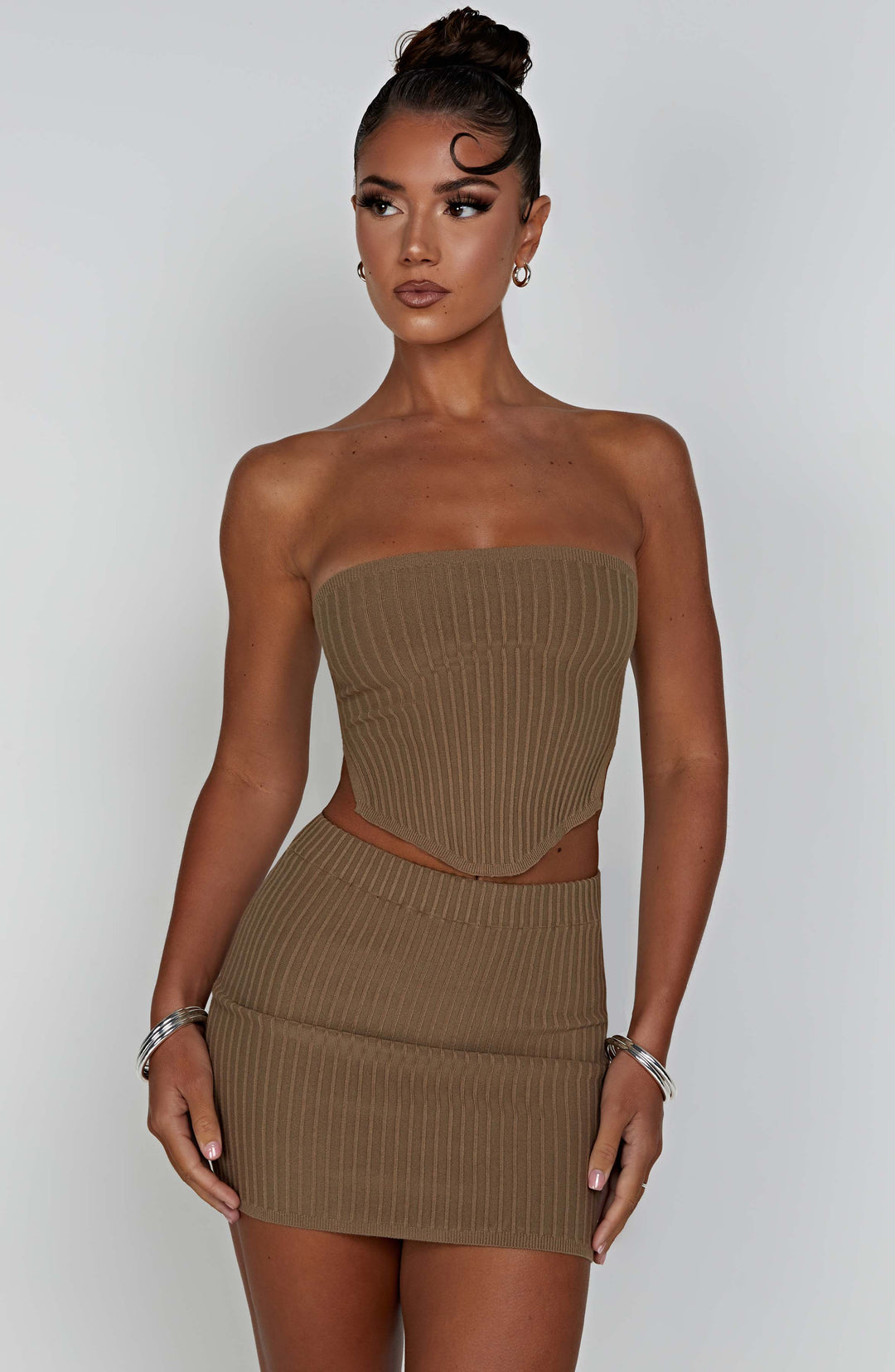 Kiraola Mini Skirt in Mocha by Clandour, product photo 7