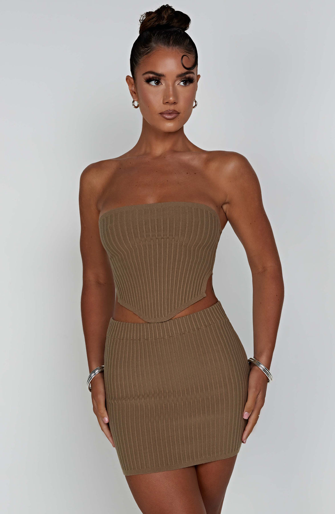 Kiraola Mini Skirt in Mocha by Clandour, product photo 8