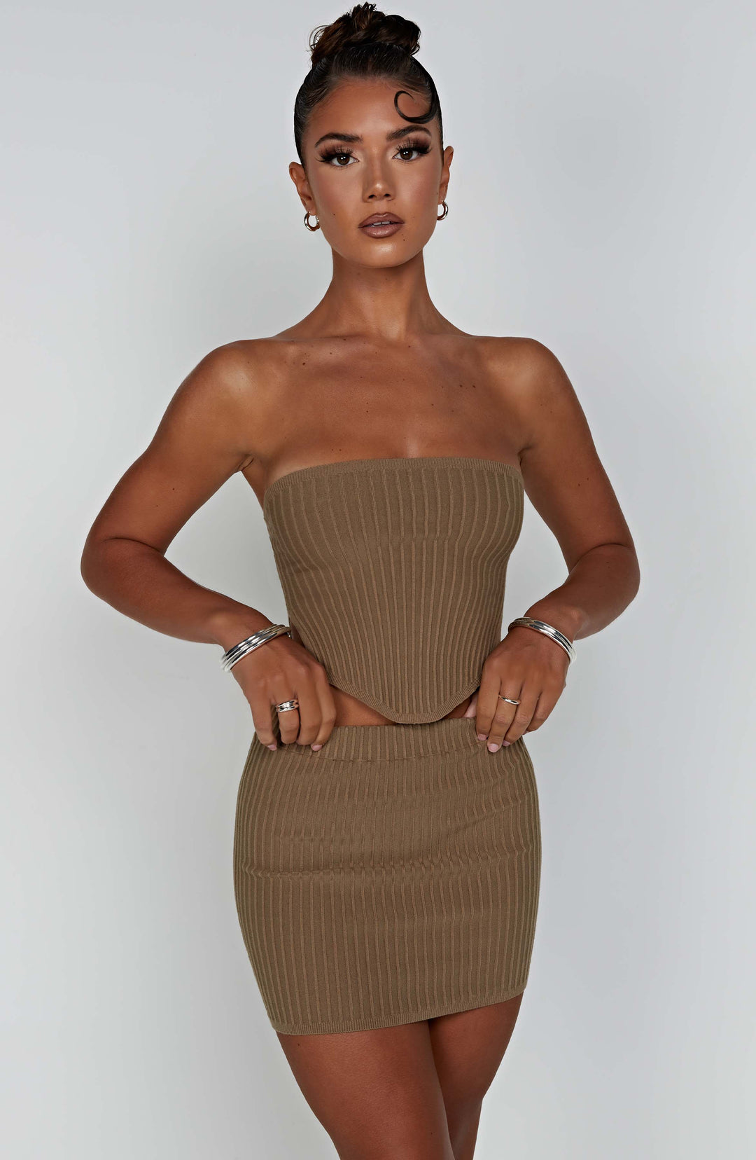 Kiraola Mini Skirt in Mocha by Clandour, product photo 9