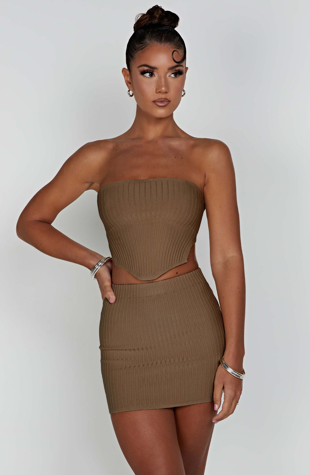 Kiraola Mini Skirt in Mocha by Clandour, product photo 11