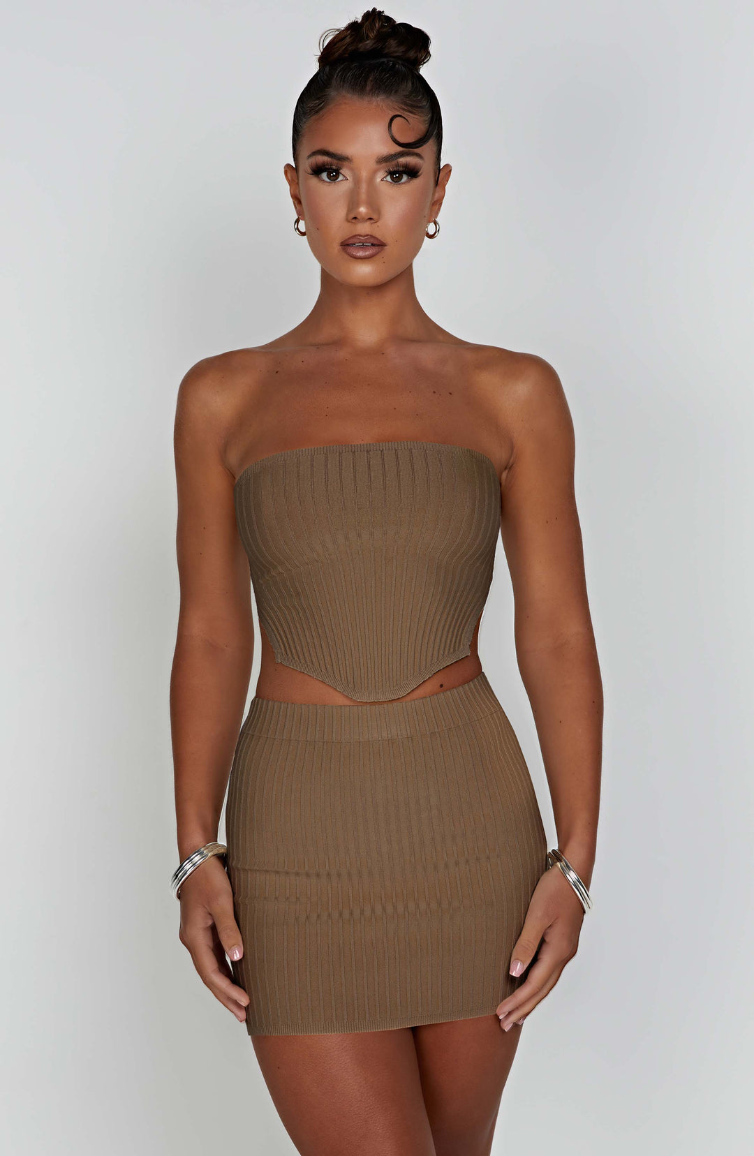 Kiraola Mini Skirt in Mocha by Clandour, product photo 12