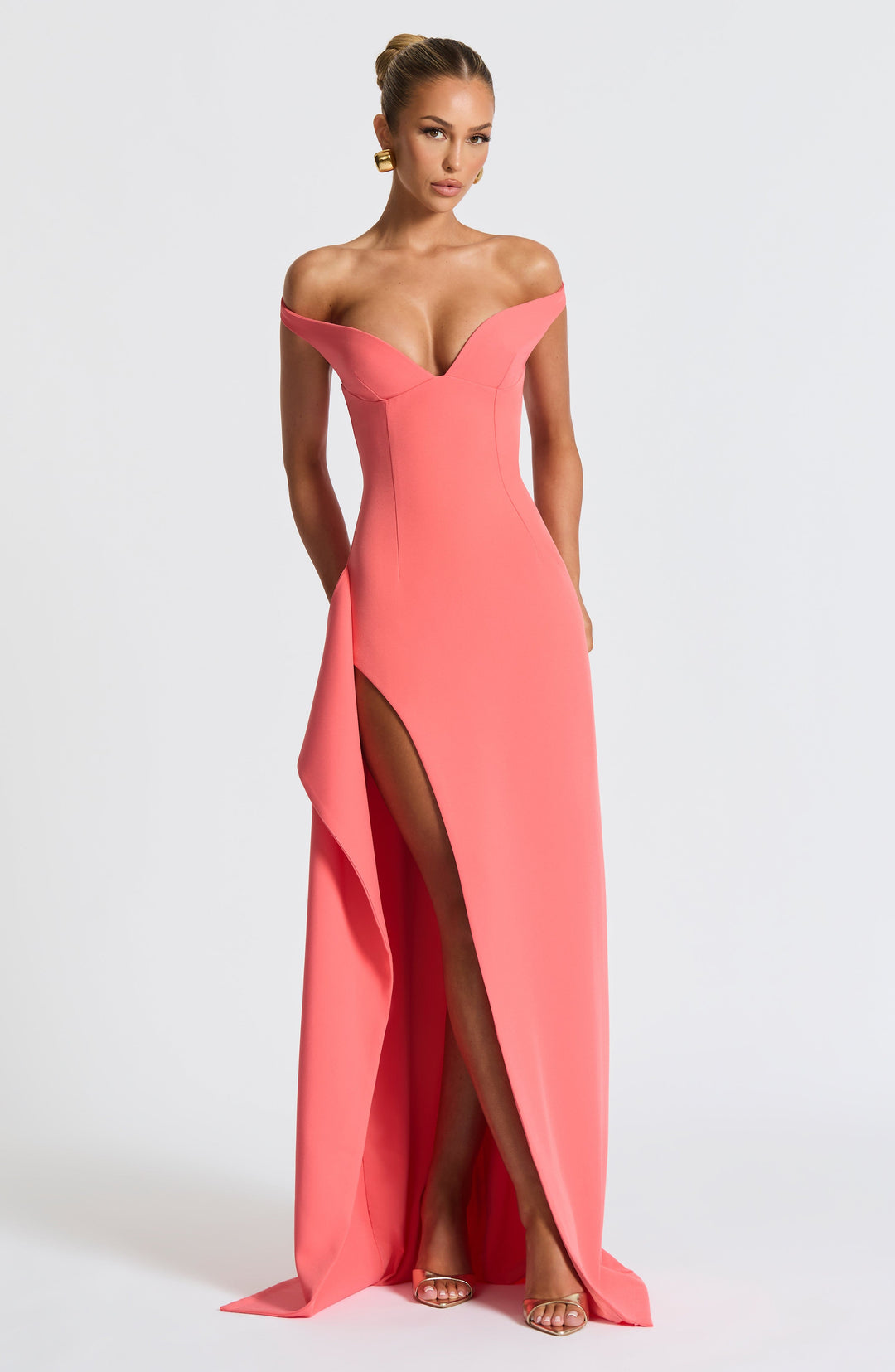 Lumaelia Maxi Dress in Coral Pink by Clandour, product photo 1