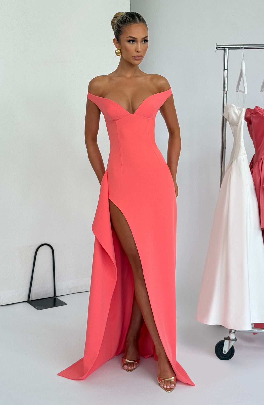 Lumaelia Maxi Dress in Coral Pink by Clandour, product photo 4