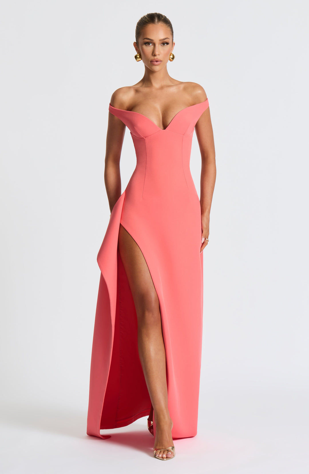 Lumaelia Maxi Dress in Coral Pink by Clandour, product photo 6