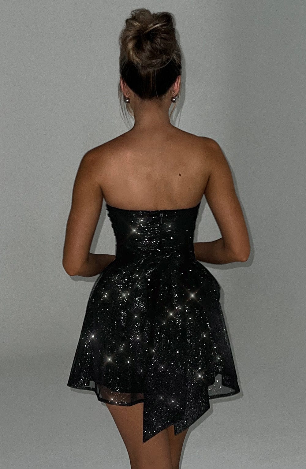 Lumaena Mini Dress in Black Sparkle by Clandour, product photo 2