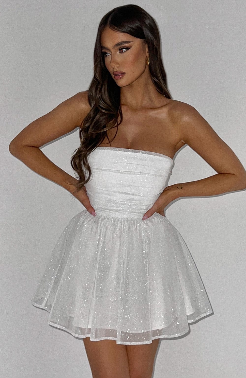 Lumaena Mini Dress in Ivory Sparkle by Clandour, product photo 4