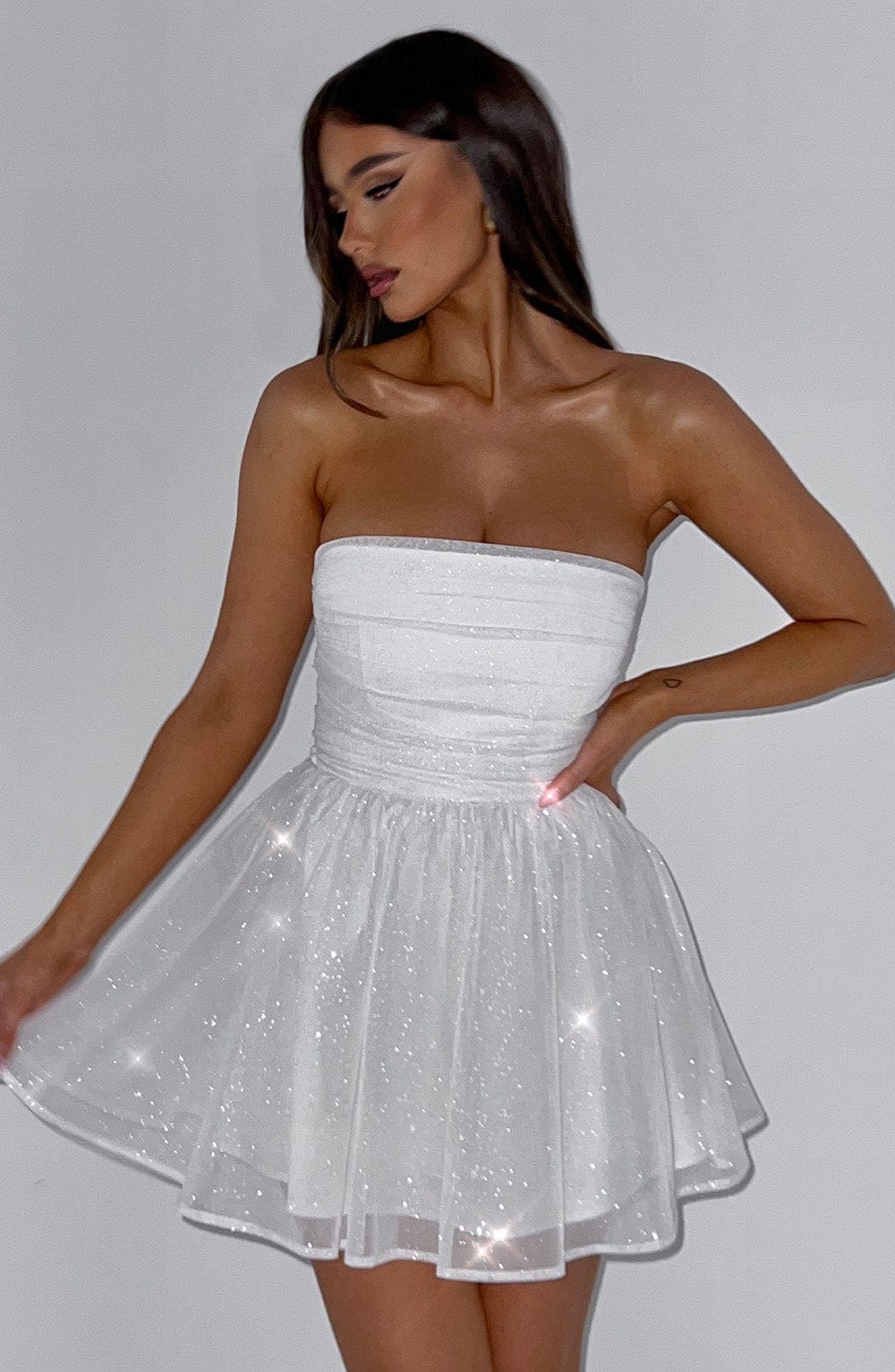 Lumaena Mini Dress in Ivory Sparkle by Clandour, product photo 5