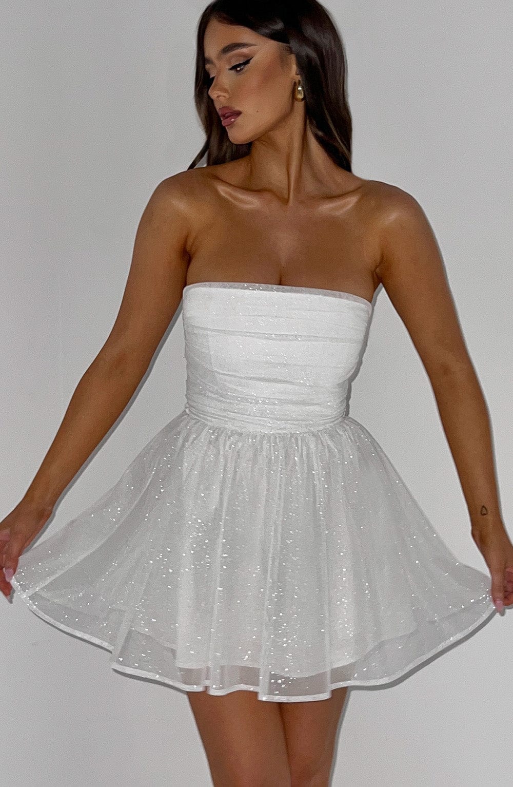 Lumaena Mini Dress in Ivory Sparkle by Clandour, product photo 6