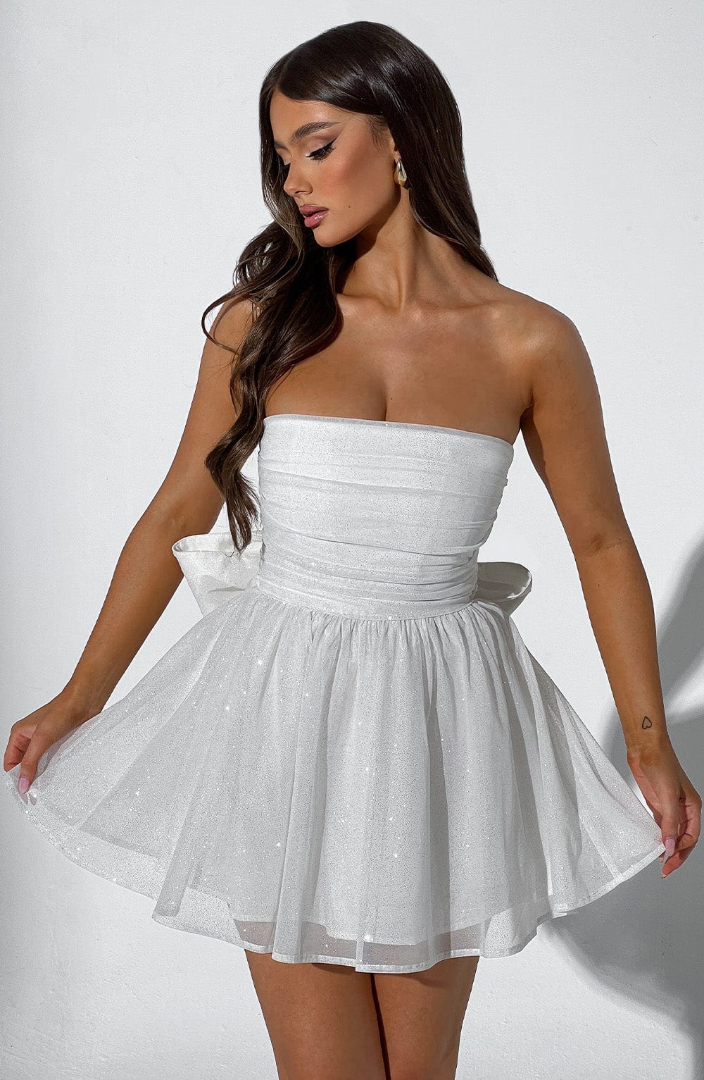 Lumaena Mini Dress in Ivory Sparkle by Clandour, product photo 8