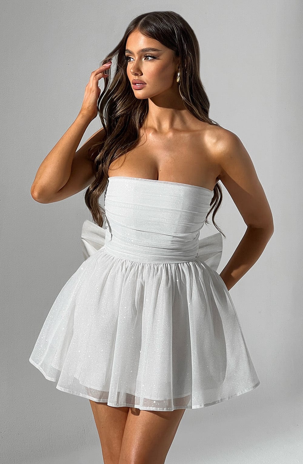 Lumaena Mini Dress in Ivory Sparkle by Clandour, product photo 10