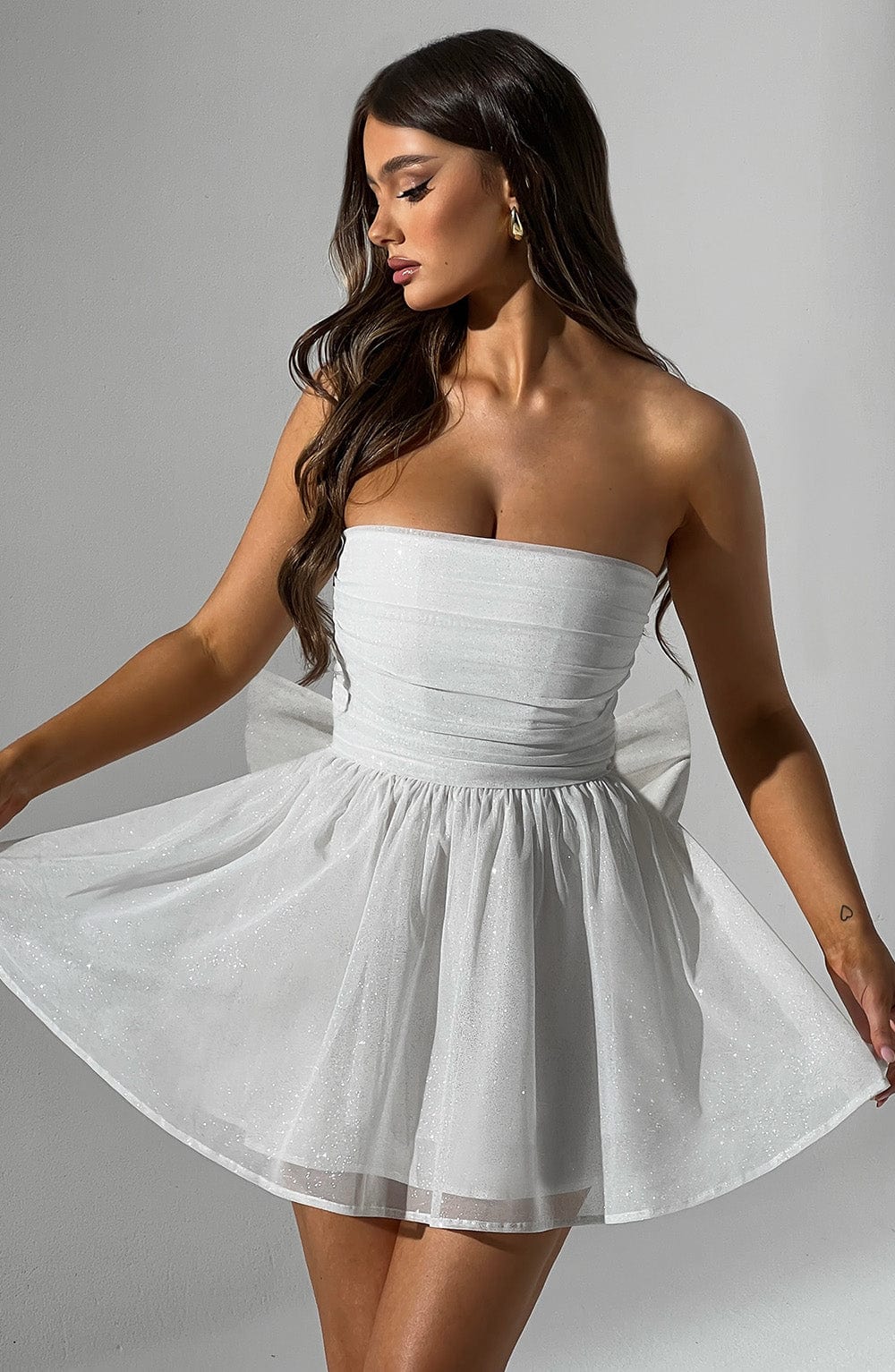 Lumaena Mini Dress in Ivory Sparkle by Clandour, product photo 11