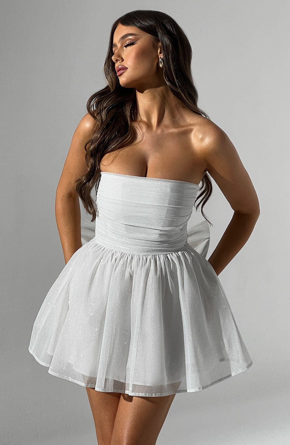 Lumaena Mini Dress in Ivory Sparkle by Clandour, product photo 12