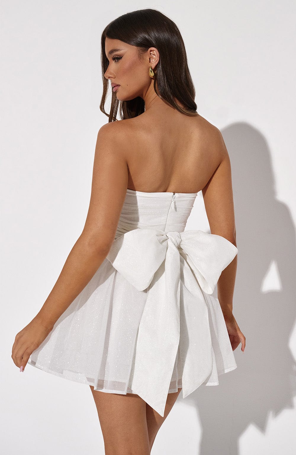 Lumaena Mini Dress in Ivory Sparkle by Clandour, product photo 16