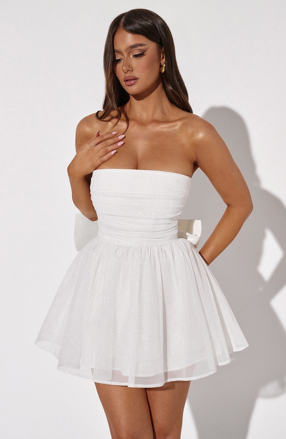 Lumaena Mini Dress in Ivory Sparkle by Clandour, product photo 18