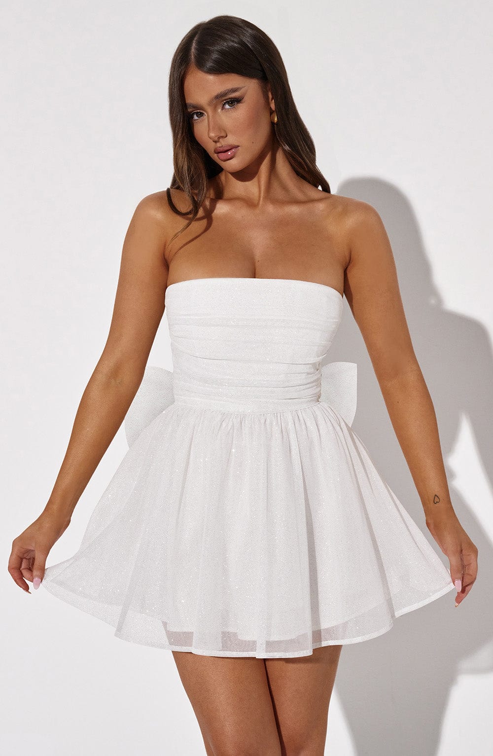 Lumaena Mini Dress in Ivory Sparkle by Clandour, product photo 19