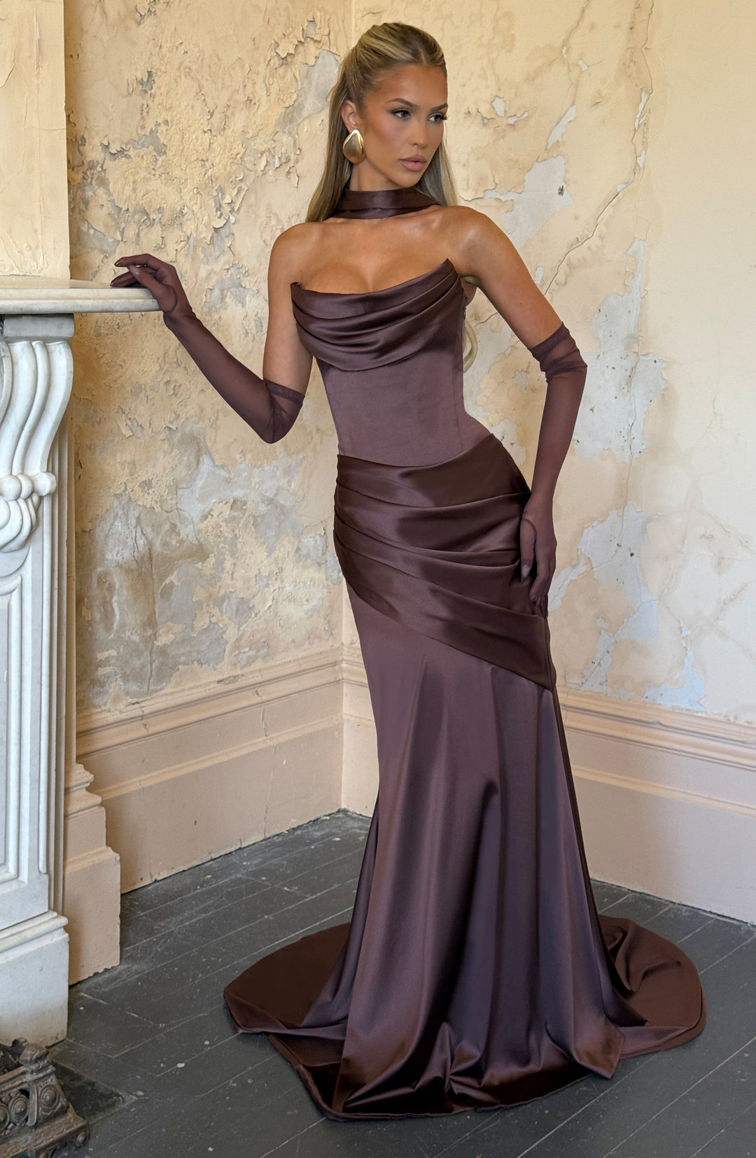 Lumaessa Maxi Dress in Plum Brown by Clandour, product photo 1