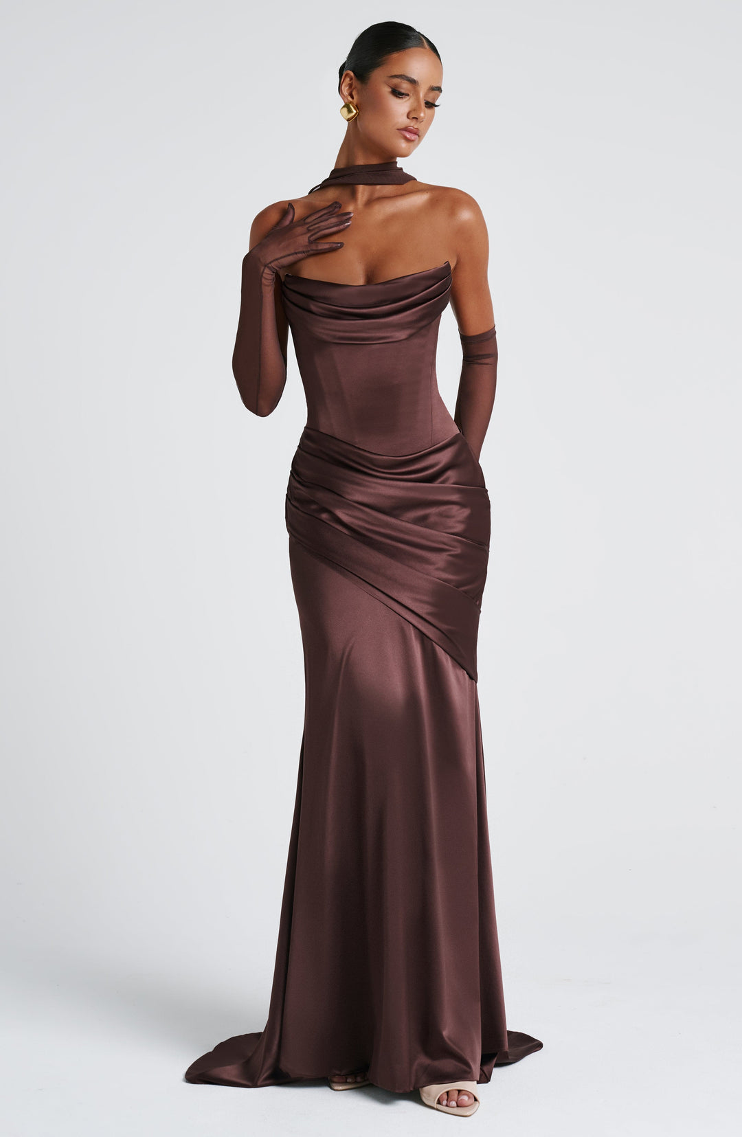 Lumaessa Maxi Dress in Plum Brown by Clandour, product photo 3