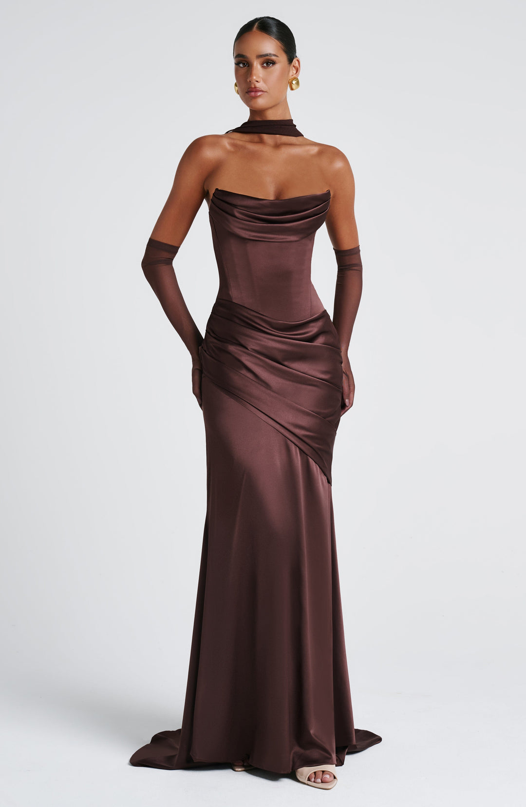 Lumaessa Maxi Dress in Plum Brown by Clandour, product photo 10