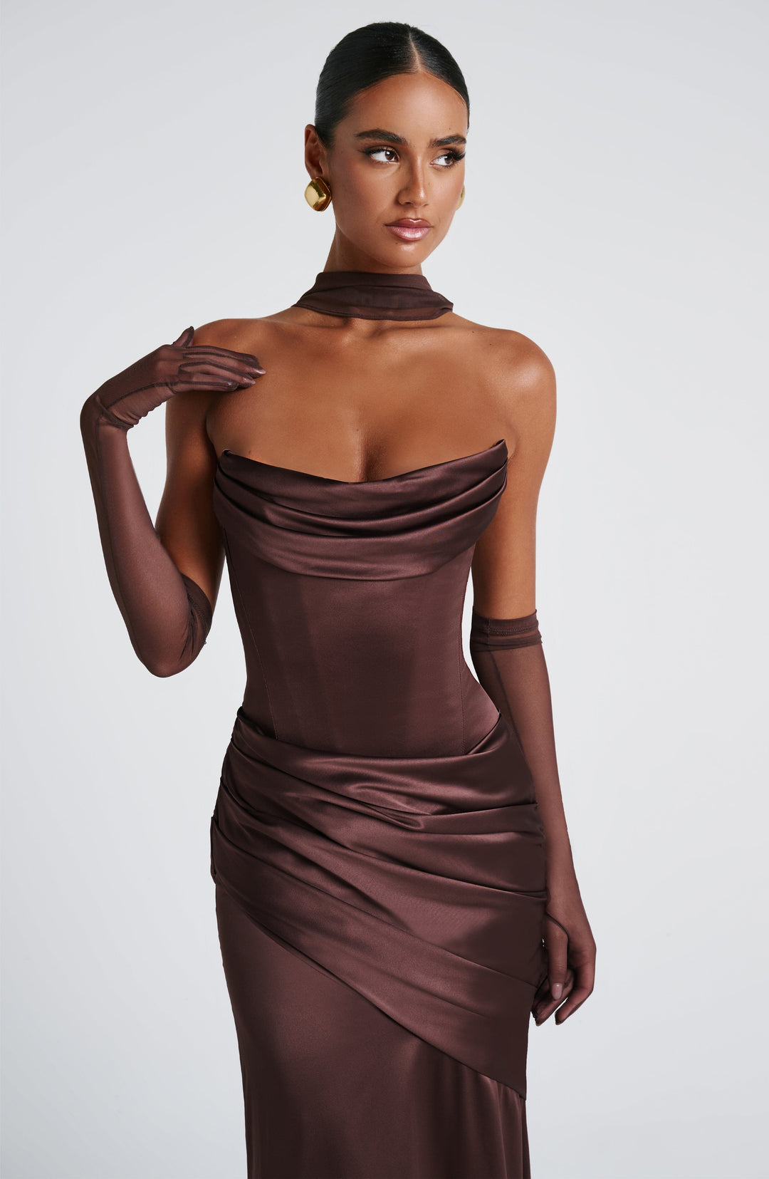 Lumaessa Maxi Dress in Plum Brown by Clandour, product photo 13