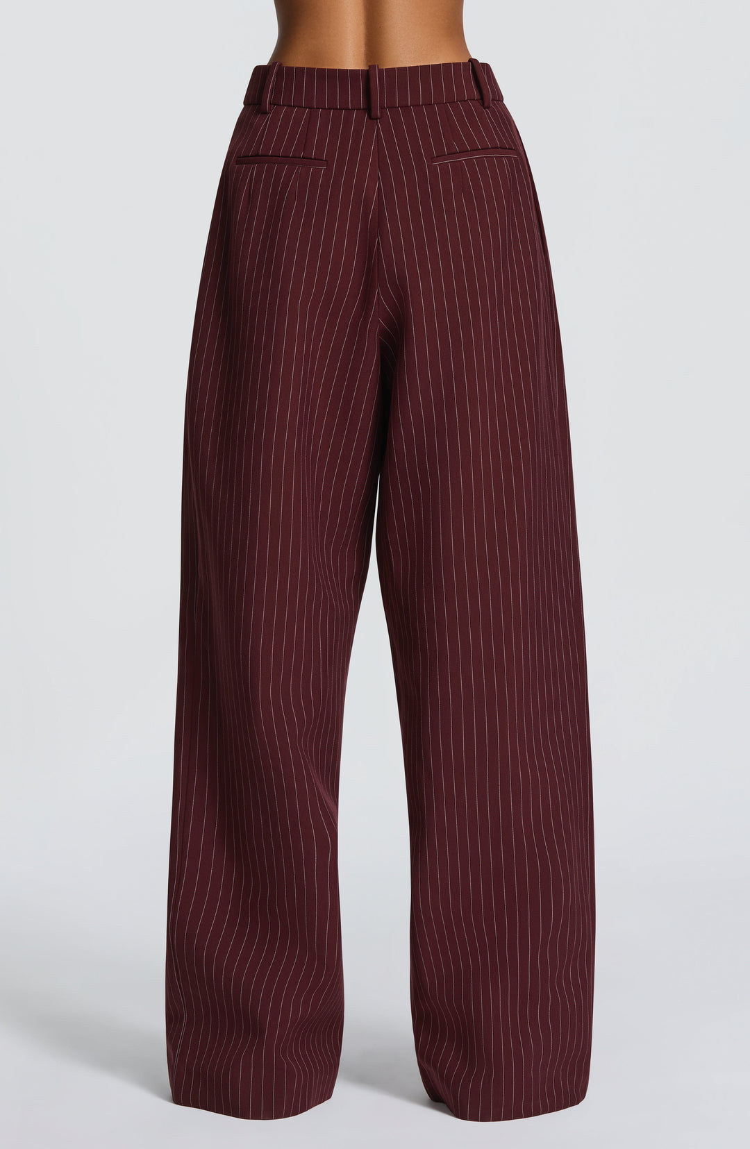 Lumanora Pants in Burgundy Pinstripe by Clandour, product photo 3