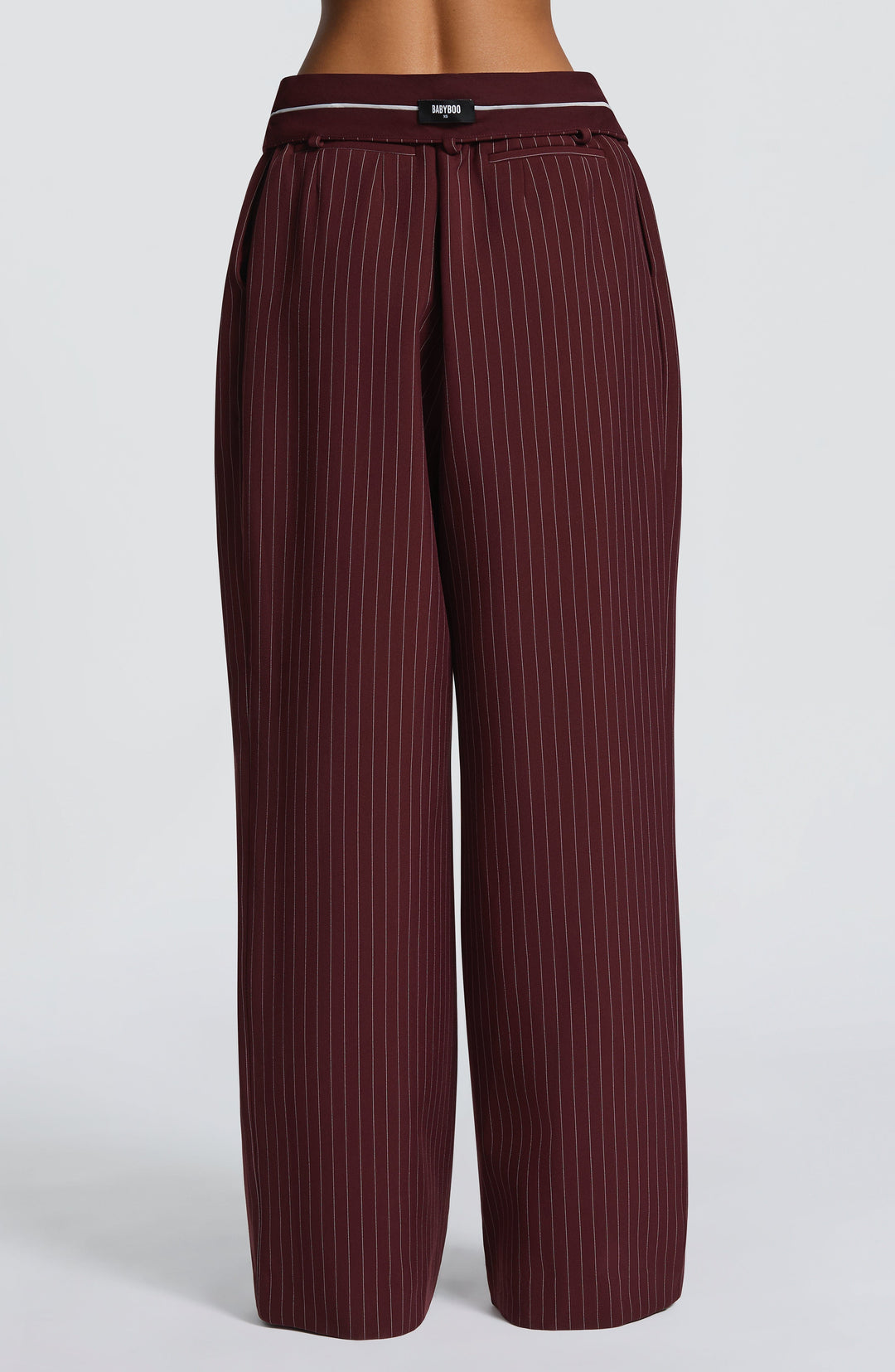 Lumanora Pants in Burgundy Pinstripe by Clandour, product photo 5