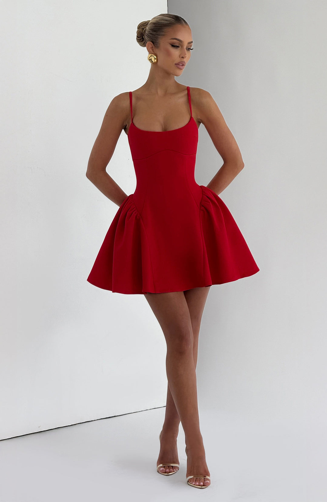 Lumara Mini Dress in Red by Clandour, product photo 6