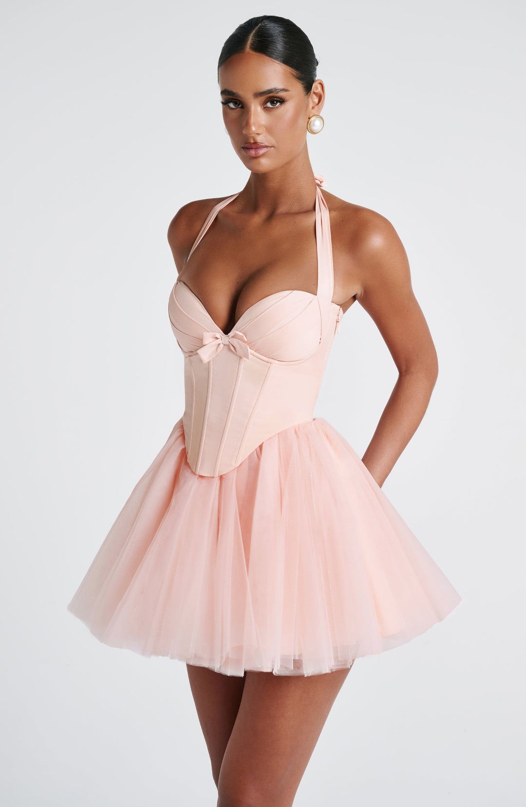 Lumari Mini Dress in Soft Peach by Clandour, product photo 6