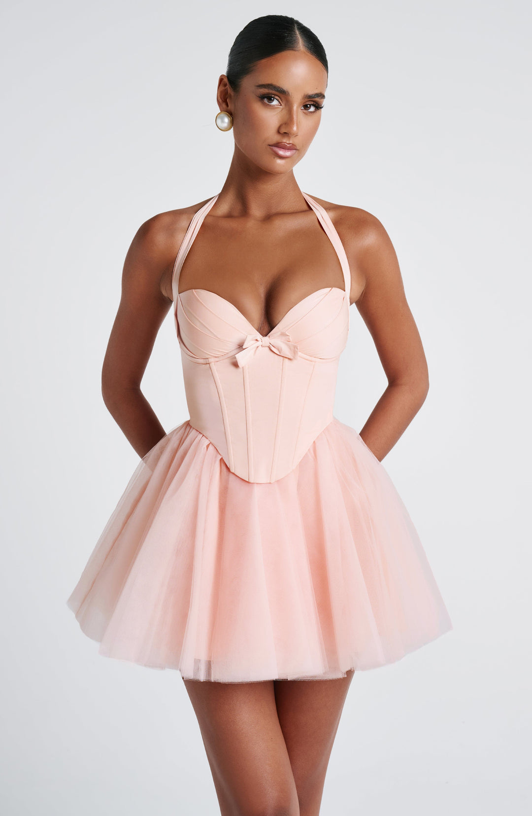 Lumari Mini Dress in Soft Peach by Clandour, product photo 8