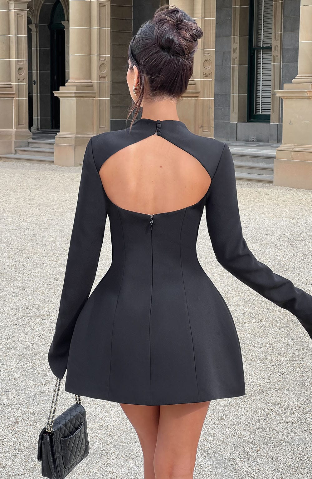 Lumayne Mini Dress in Black by Clandour, product photo 2