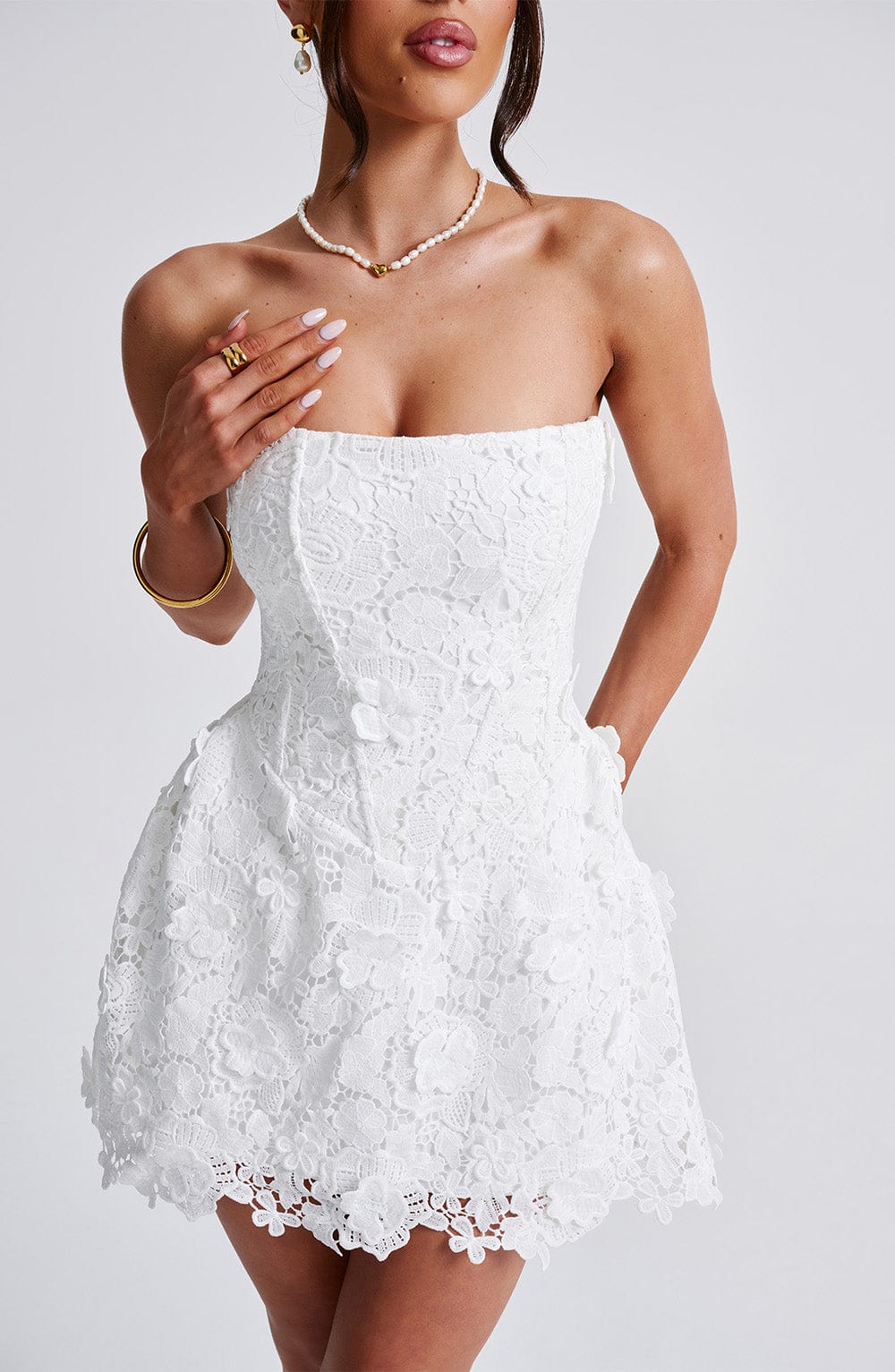 Miraelia Mini Dress in Ivory by Clandour, product photo 3