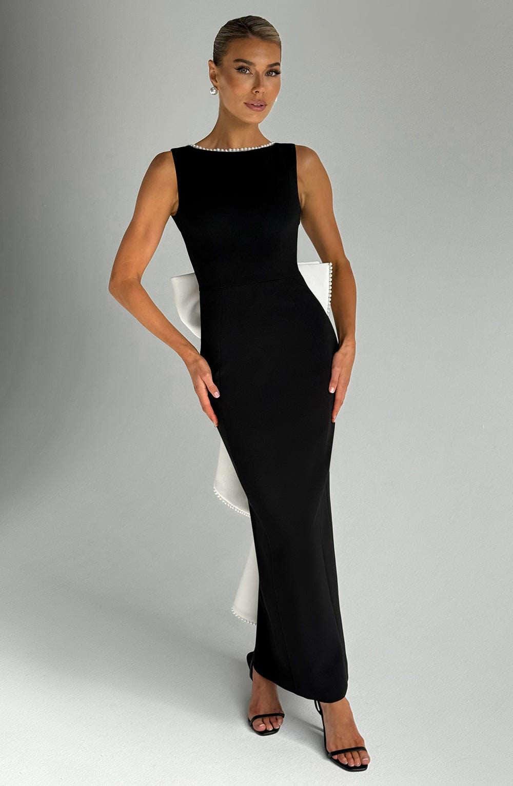 Miraora Midaxi Dress in Black/White by Clandour, product photo 2