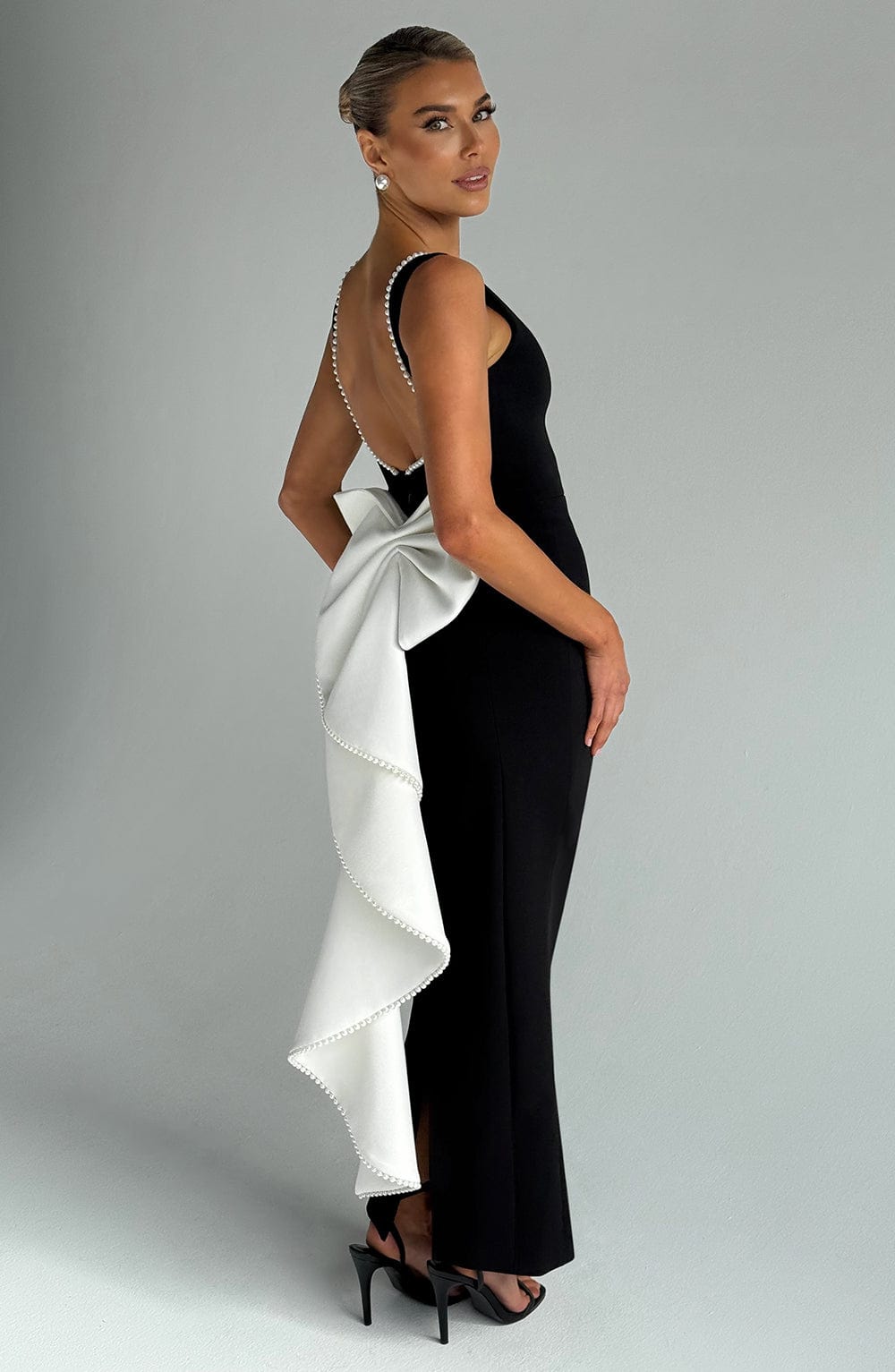 Miraora Midaxi Dress in Black/White by Clandour, product photo 3