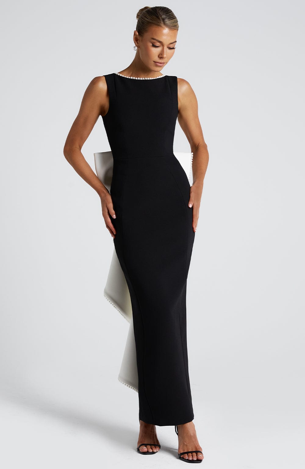 Miraora Midaxi Dress in Black/White by Clandour, product photo 10