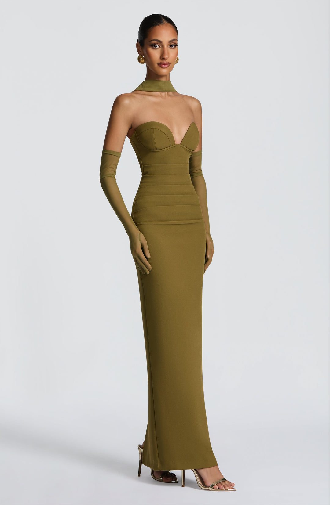 Miravieve Maxi Dress in Deep Olive by Clandour, product photo 4