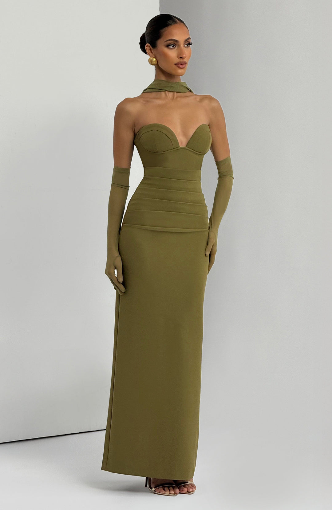 Miravieve Maxi Dress in Deep Olive by Clandour, product photo 6