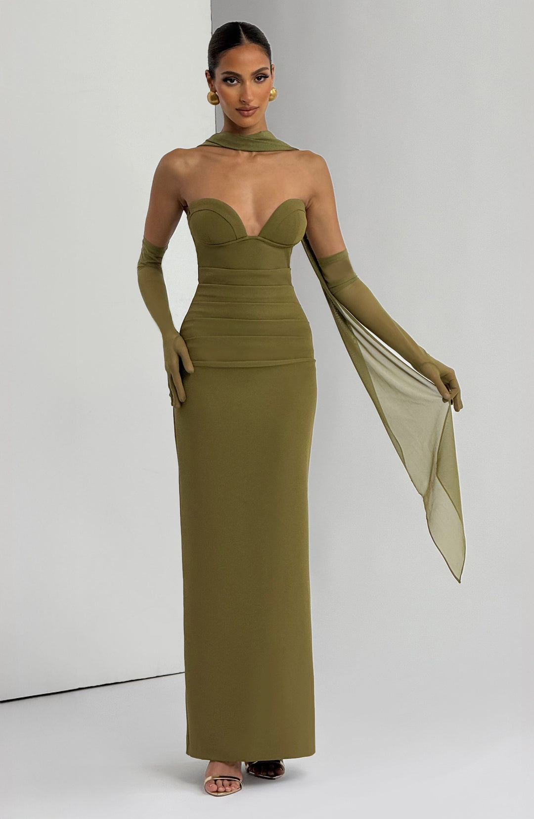 Miravieve Maxi Dress in Deep Olive by Clandour, product photo 7