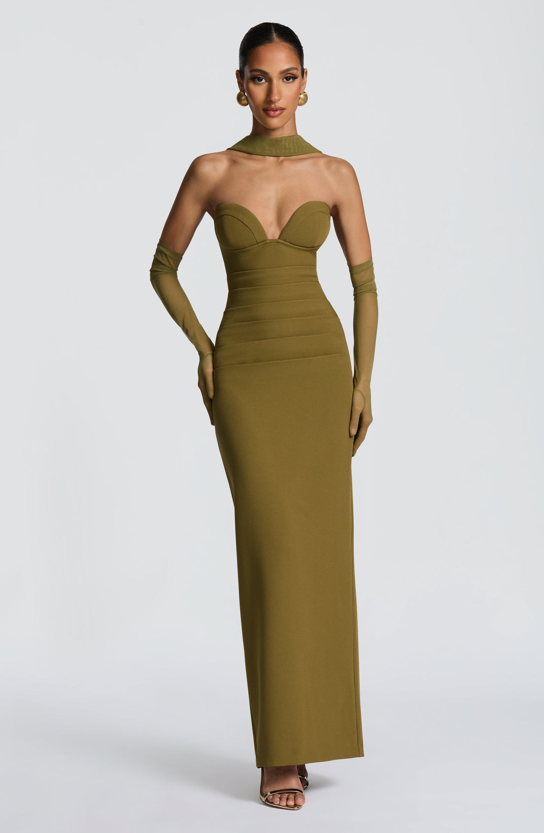 Miravieve Maxi Dress in Deep Olive by Clandour, product photo 8