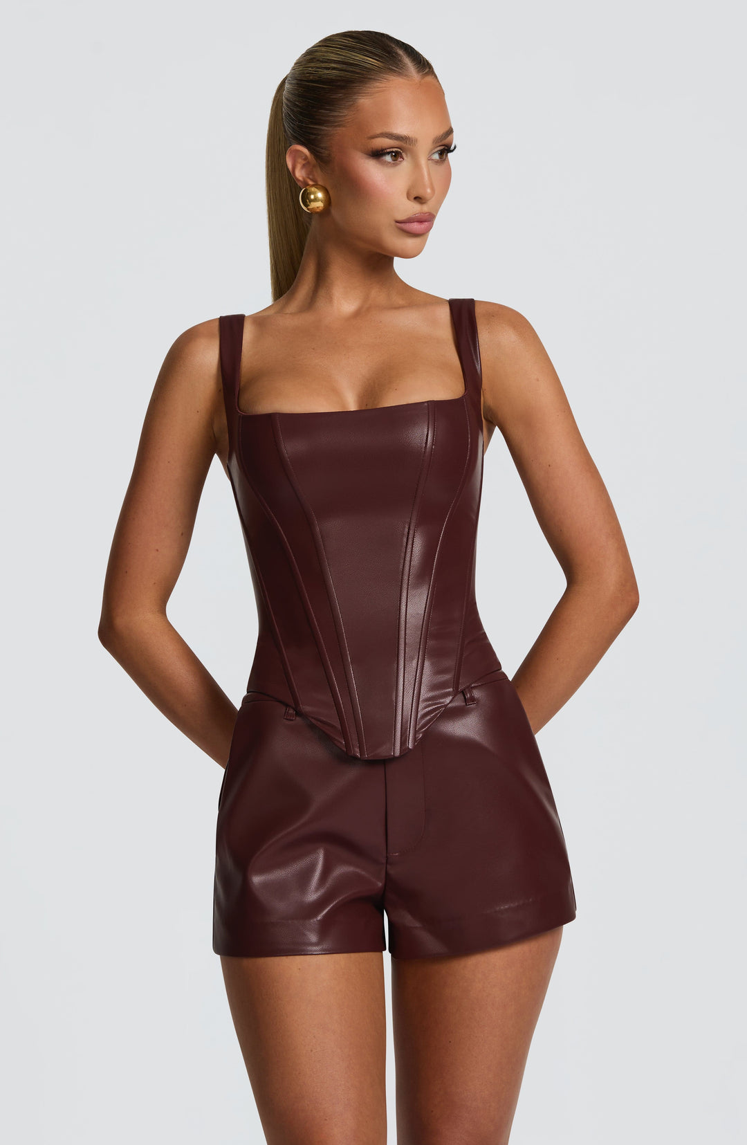 Nolaine Shorts in Burgundy by Clandour, product photo 7