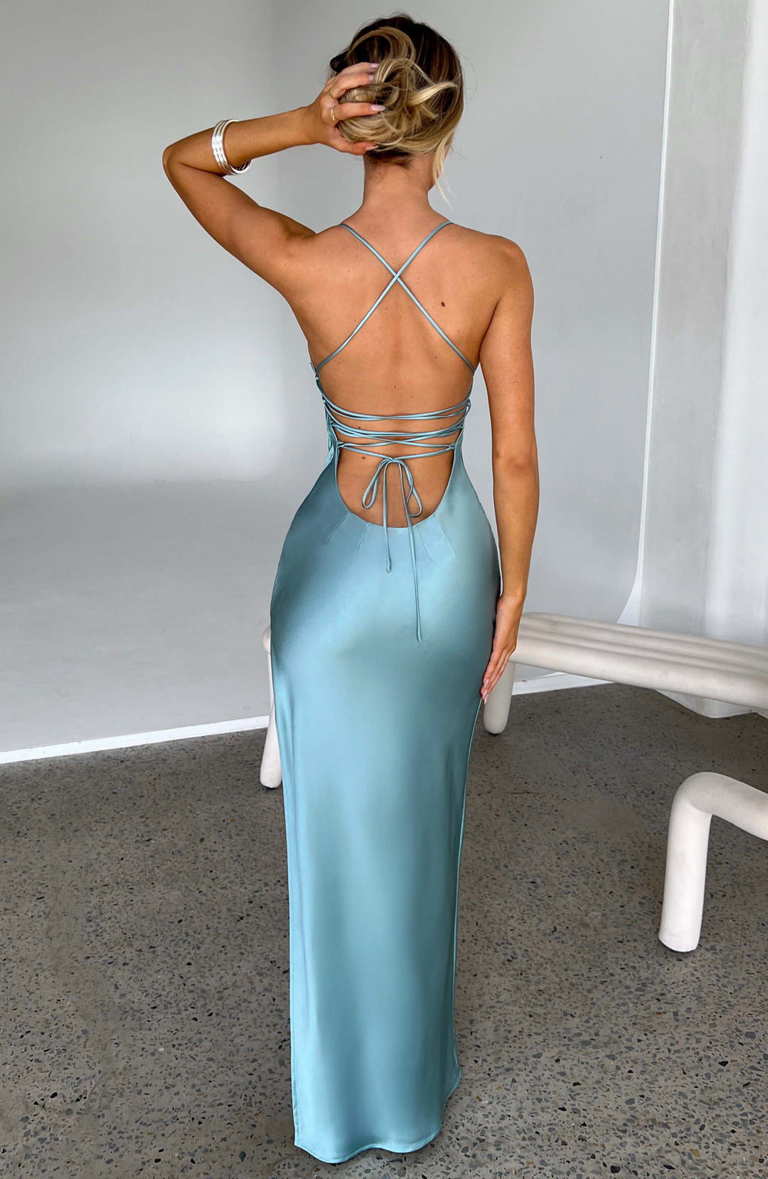 Nolalina Maxi Dress in Turquoise by Clandour, product photo 3