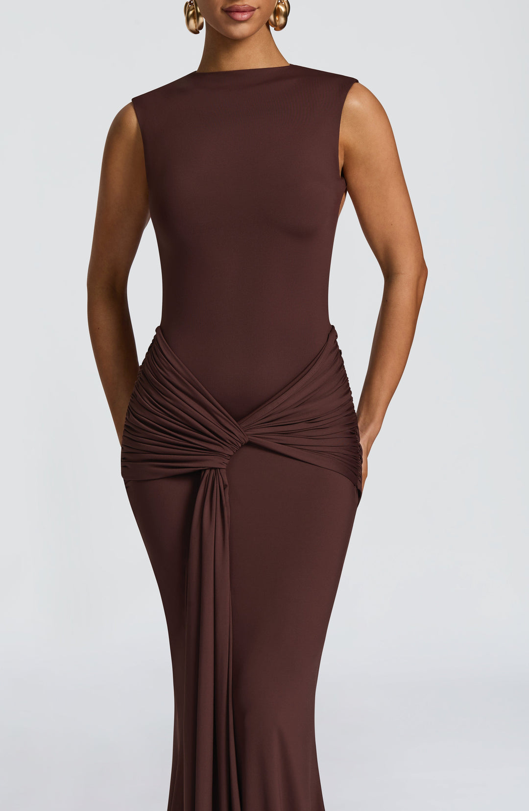 Nolaora Maxi Dress in Plum Brown by Clandour, product photo 7