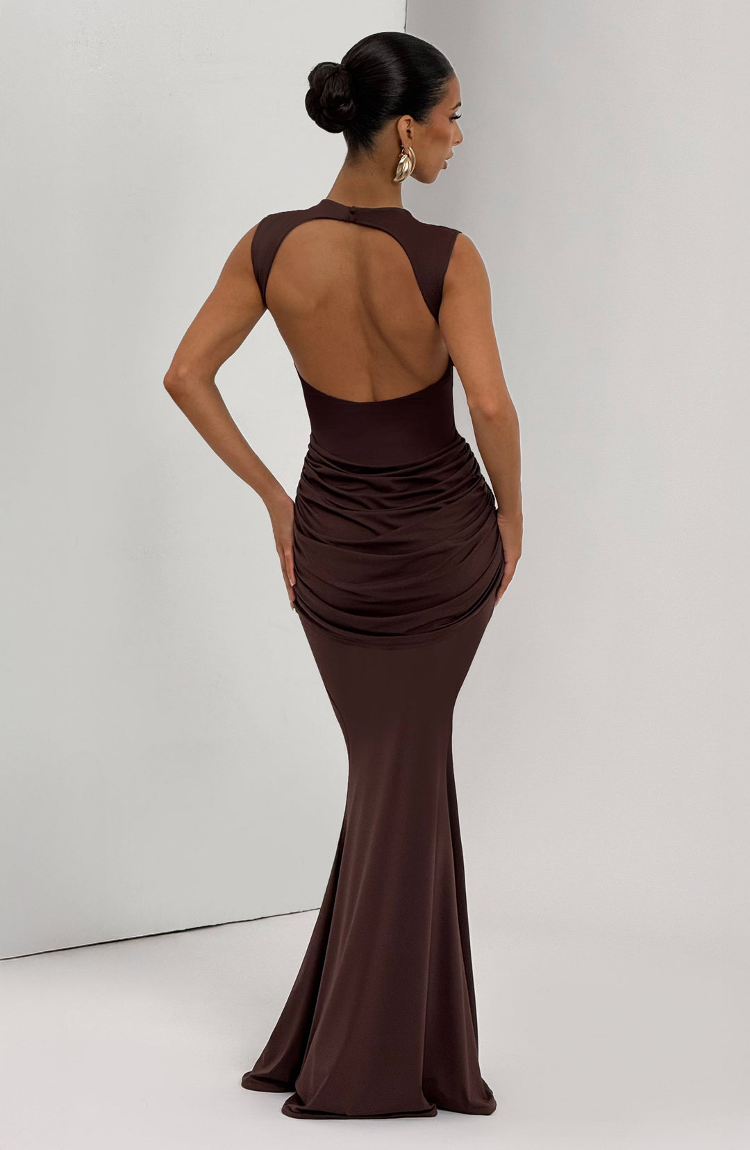 Nolaora Maxi Dress in Plum Brown by Clandour, product photo 9