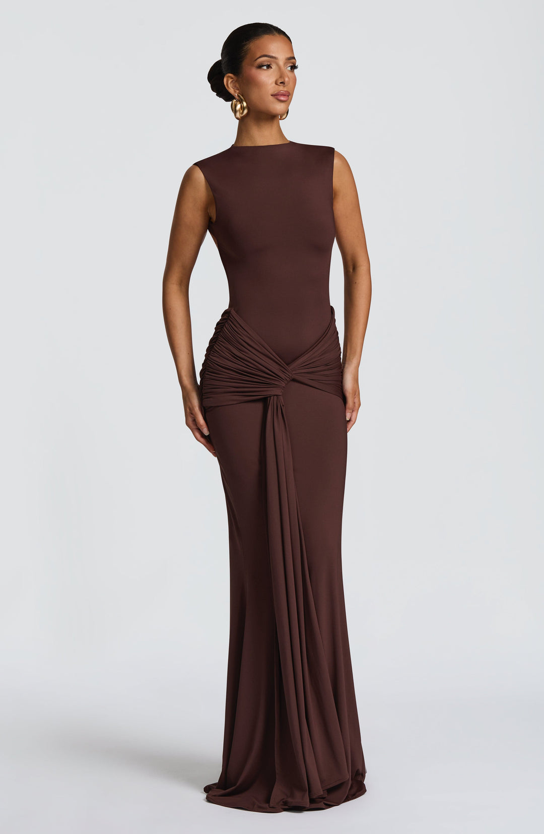 Nolaora Maxi Dress in Plum Brown by Clandour, product photo 11
