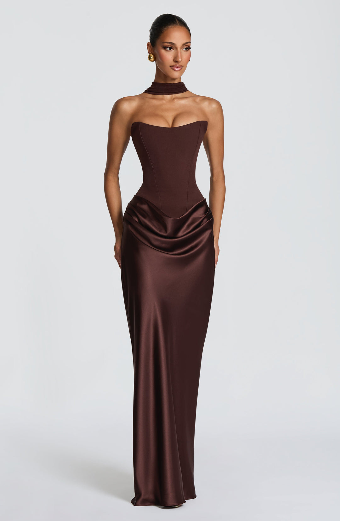 Nolaoria Maxi Dress in Plum Brown by Clandour, product photo 1