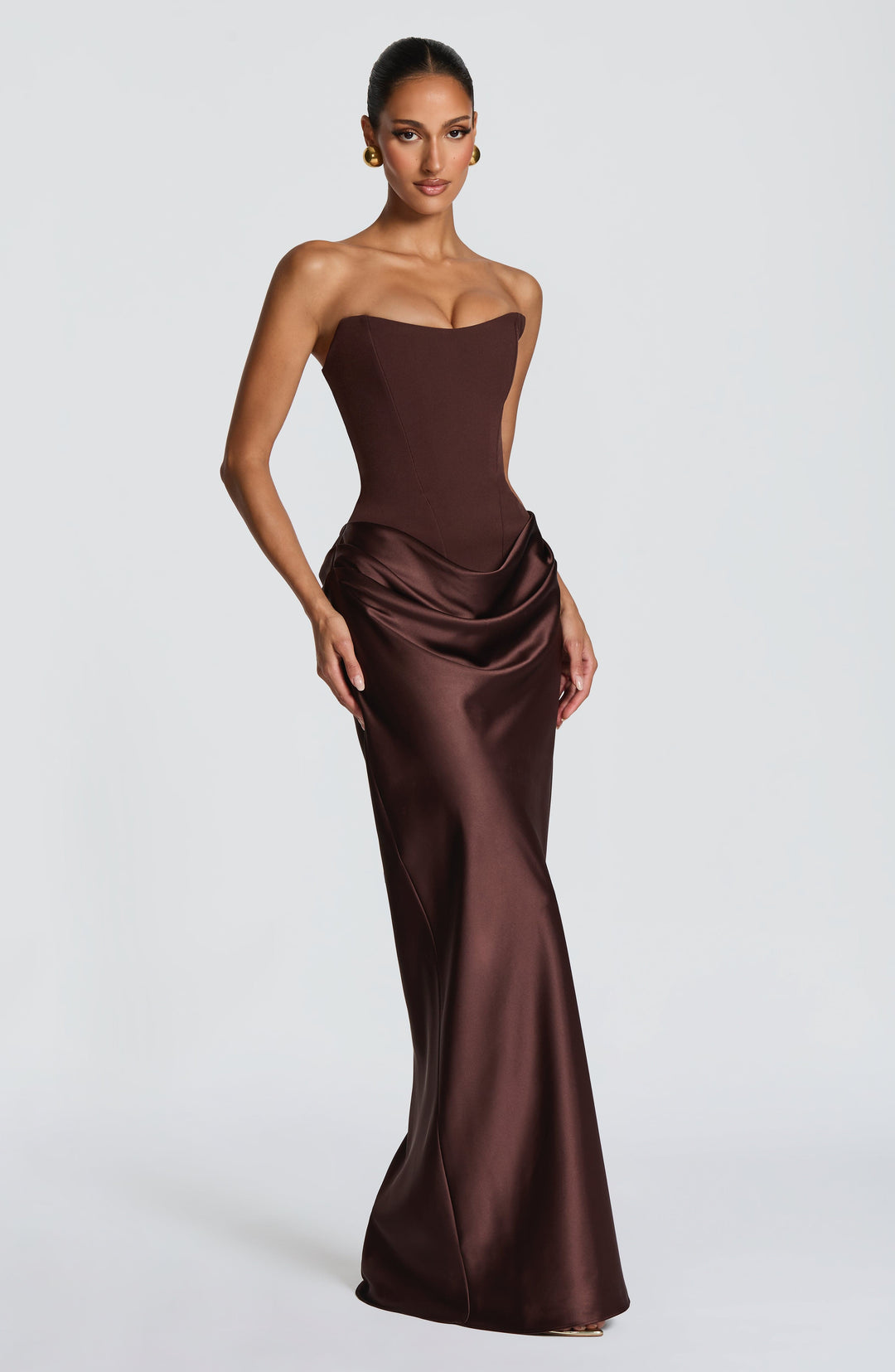 Nolaoria Maxi Dress in Plum Brown by Clandour, product photo 3