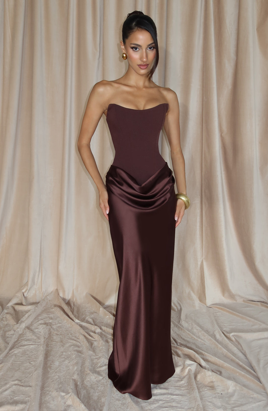 Nolaoria Maxi Dress in Plum Brown by Clandour, product photo 8